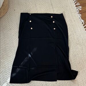 Cider Black Pencil Skirt with Gold Buttons